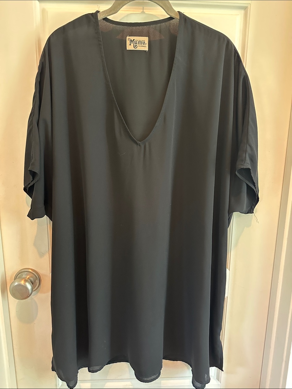 Show Me Your MuMu Black V-Neck Short Dolman Sleeve Mini Dress